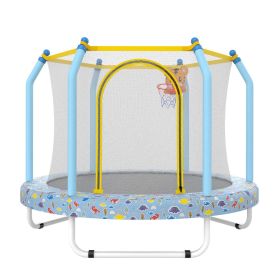 55-inch Trampoline for Kids Indoor & Outdoor Small Toddler Trampoline with Basketball Hoop