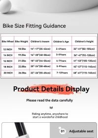 FKZNPJ 16 inch sporty kids bike with training wheels and stand Adjustable saddle Suitable for boys and girls aged 4-8 years tall Height 41-46 inc