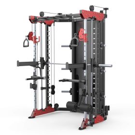 FUNCTIONAL SMITH MACHINE ,Home Gym Training Machine, Professional Strength Training (Main Material: Iron, Main Color: Black+Red)
